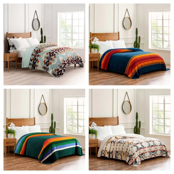 Pendleton Blanket QUEEN Soft & Cozy Sherpa Fleece Reversible Washable NWT - Picture 2 of 16